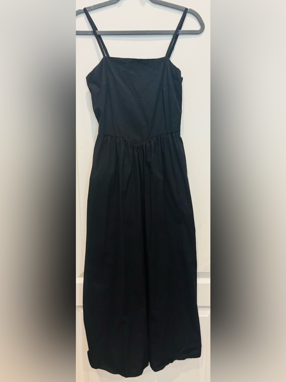 JAPNA 100% Cotton Shirred Sundress Midi Dress Black Small